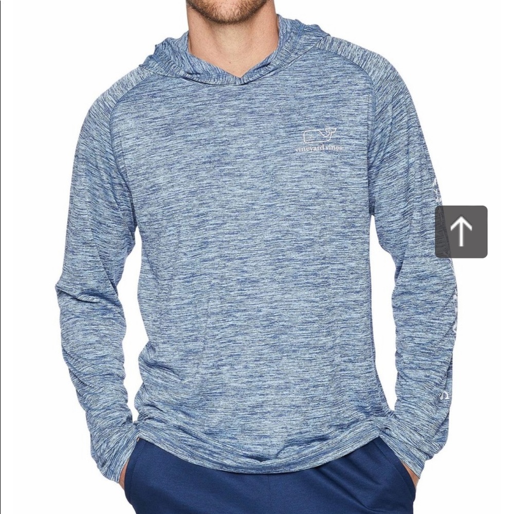 NWT Vineyard Vines Long Sleeve Performance Space Dye Hoodie Whale Tee